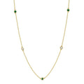 2.6 MM Emerald and 3/8 Ctw Round Cut Diamond Precious Station Necklace in 14K Yellow Gold