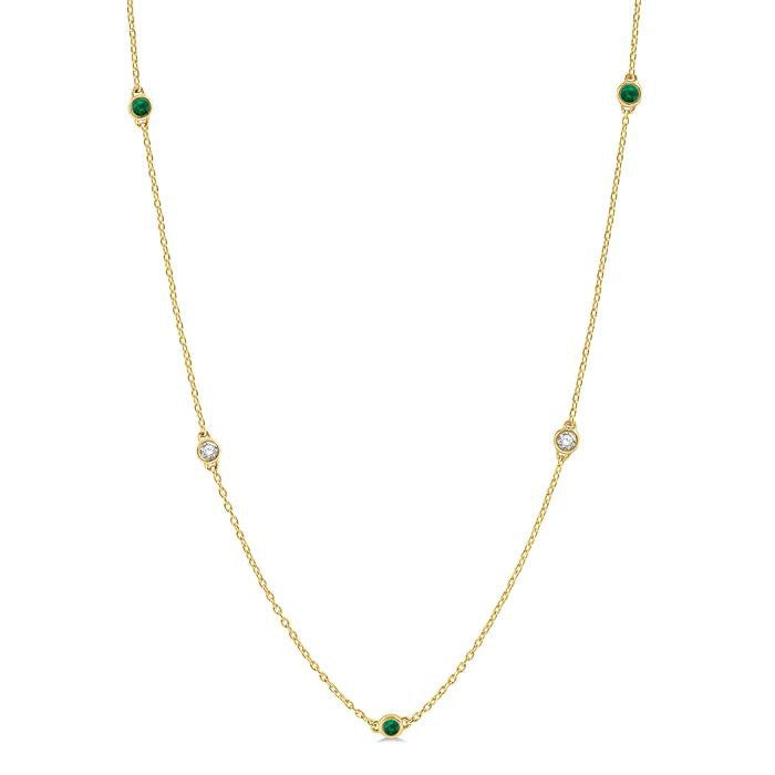 Wisteria Gemstone & Diamond Station Necklace