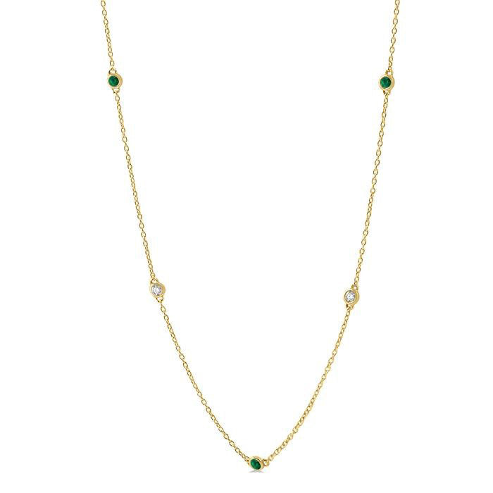 Wisteria Gemstone & Diamond Station Necklace