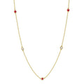 2.6 MM Ruby and 3/8 Ctw Round Cut Diamond Precious Station Necklace in 14K Yellow Gold