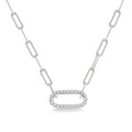 1/4 Ctw Paperclip Round Cut Diamond Pendant With Chain in 14K White Gold