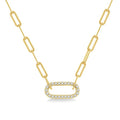 1/4 Ctw Paperclip Round Cut Diamond Pendant With Chain in 14K Yellow Gold