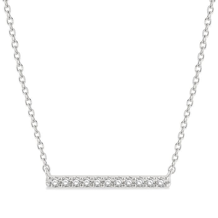 1/8 Ctw Round Cut diamond Petite Bar Necklace in 10K White Gold