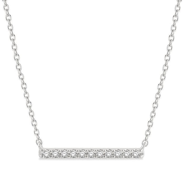 1/8 Ctw Round Cut diamond Petite Bar Necklace in 10K White Gold