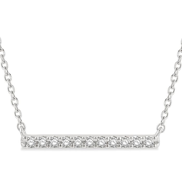 1/8 Ctw Round Cut diamond Petite Bar Necklace in 10K White Gold