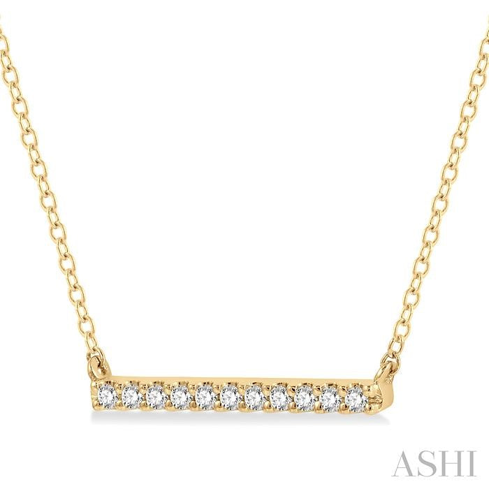 1/8 Ctw Bar Round Cut Diamond Petite Necklace in 10K Yellow Gold