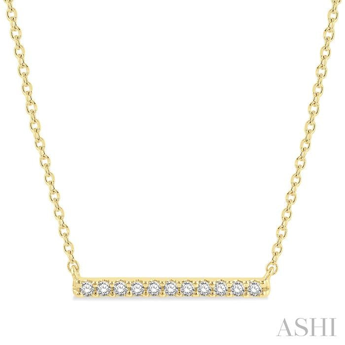 1/8 Ctw Bar Round Cut Diamond Petite Necklace in 10K Yellow Gold