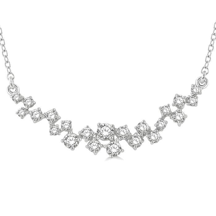 1/2 Ctw Round Cut Diamond Scatter Necklace in 14K White Gold
