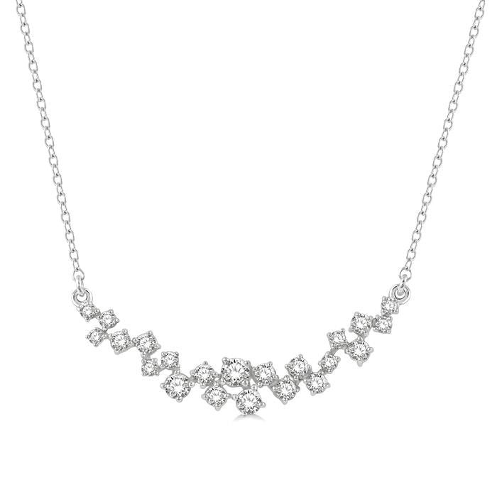 1/2 Ctw Round Cut Diamond Scatter Necklace in 14K White Gold
