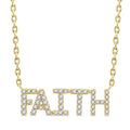 1/6 Ctw 'FAITH' Block Round Cut Diamond Necklace in 10K Yellow Gold