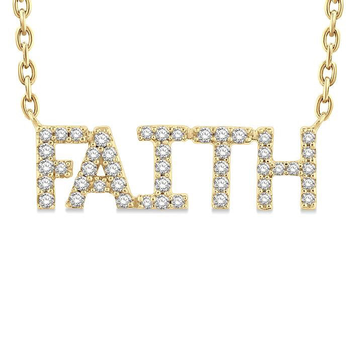 Block 'Faith' Diamond Name Necklace