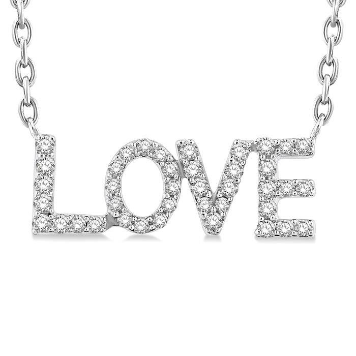 Block 'Love' Diamond Name Necklace