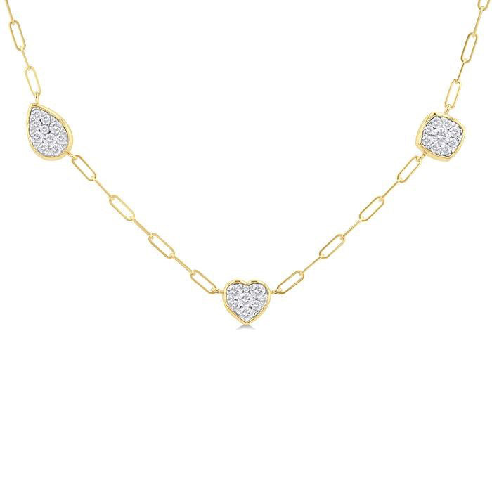 Mixed Shape Paperclip Shine Bright Diamond Station Necklace
