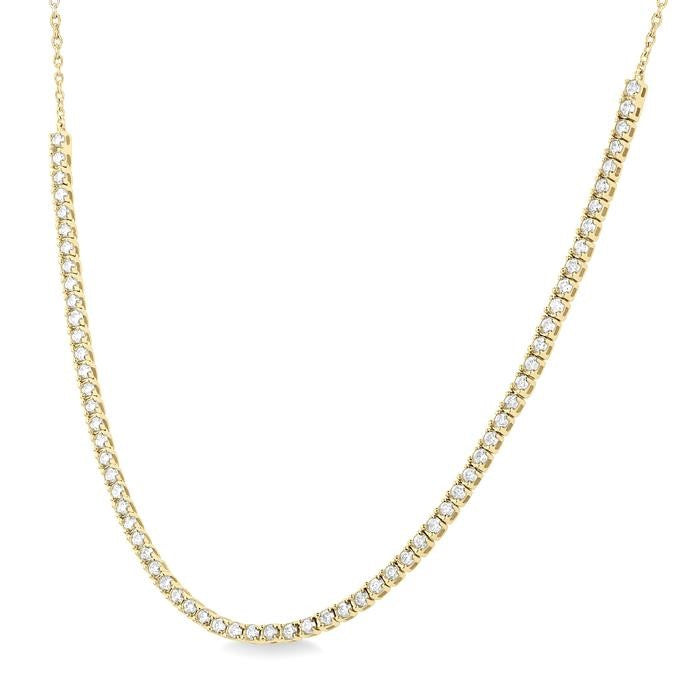 1 Ctw Round Cut Diamond Halfway Tennis Necklace in 14K Yellow Gold