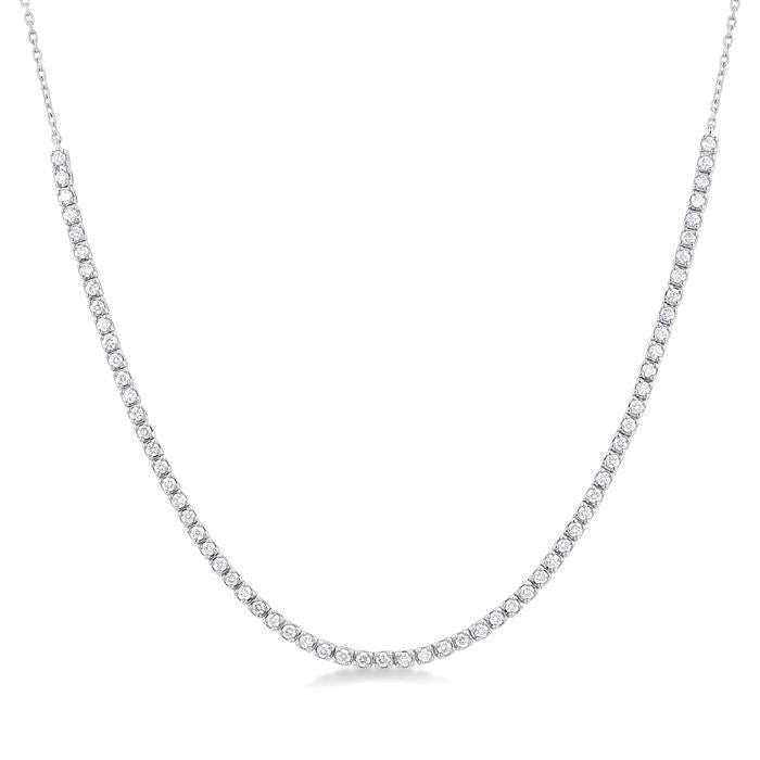 1 Ctw Round Cut Diamond Halfway Tennis Necklace in 10K White Gold