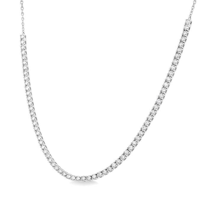 1 Ctw Round Cut Diamond Halfway Tennis Necklace in 10K White Gold