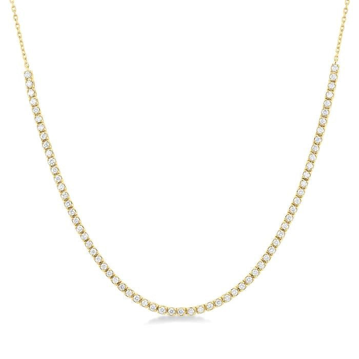1 Ctw Round Cut Diamond Halfway Tennis Necklace in 10K Yellow Gold