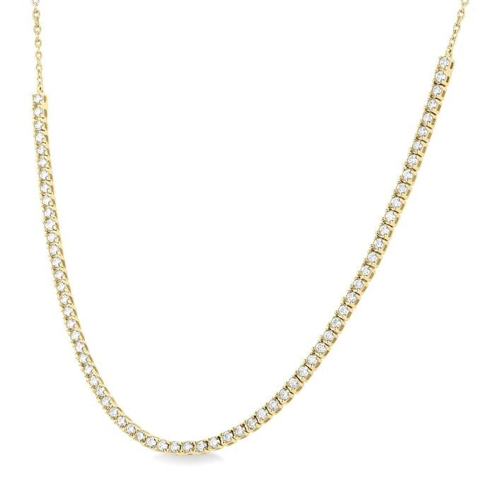 1 Ctw Round Cut Diamond Halfway Tennis Necklace in 10K Yellow Gold