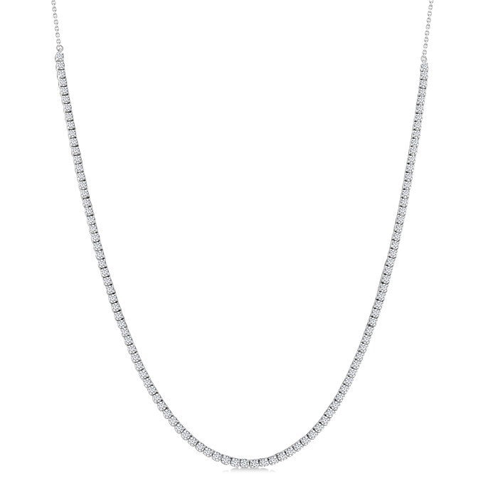 2 Ctw Round Cut Diamond Halfway Tennis Necklace in 14K White Gold