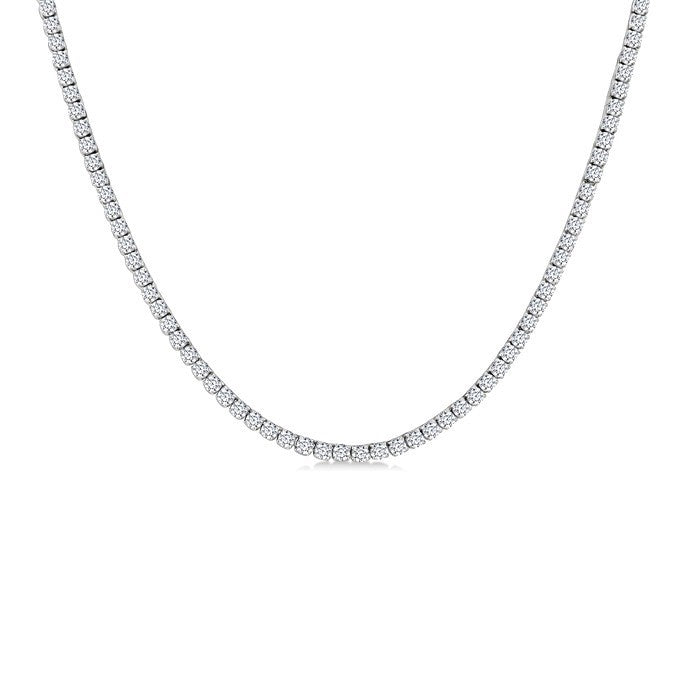 2 Ctw Round Cut Diamond Halfway Tennis Necklace in 14K White Gold