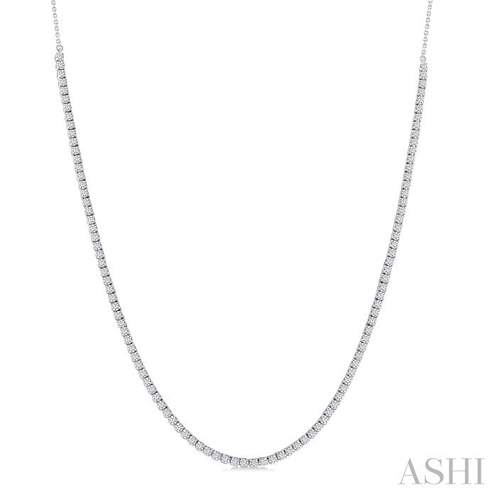 2 Ctw Round Cut Diamond Halfway Tennis Necklace in 14K White Gold