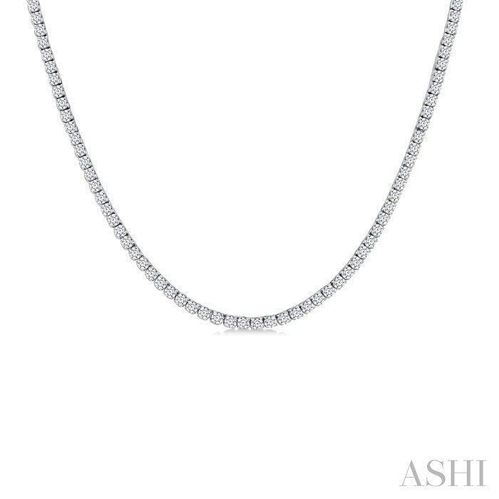 2 Ctw Round Cut Diamond Halfway Tennis Necklace in 14K White Gold