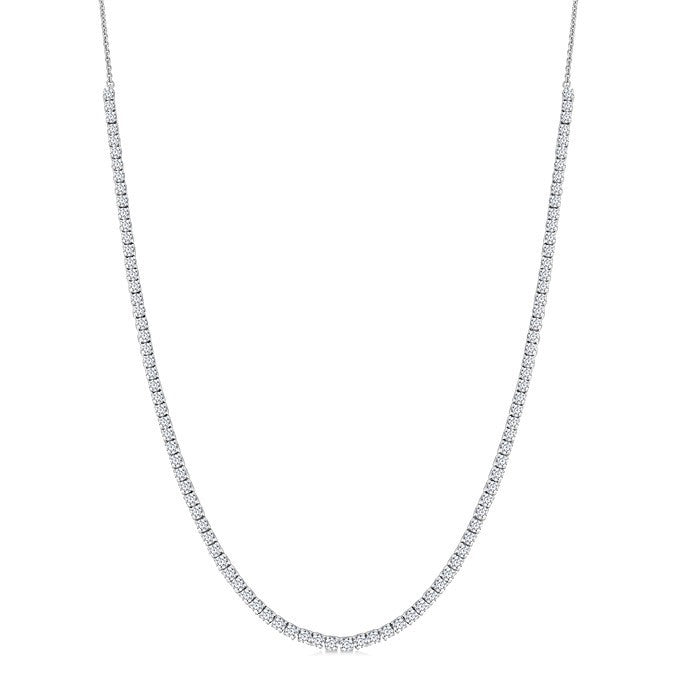 3 Ctw Round Cut Diamond Halfway Tennis Necklace in 14K White Gold