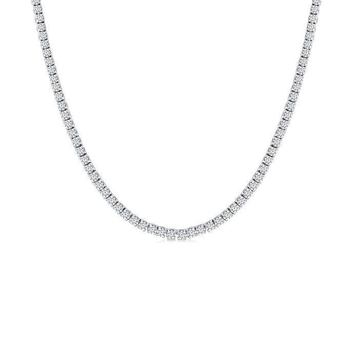 3 Ctw Round Cut Diamond Halfway Tennis Necklace in 14K White Gold