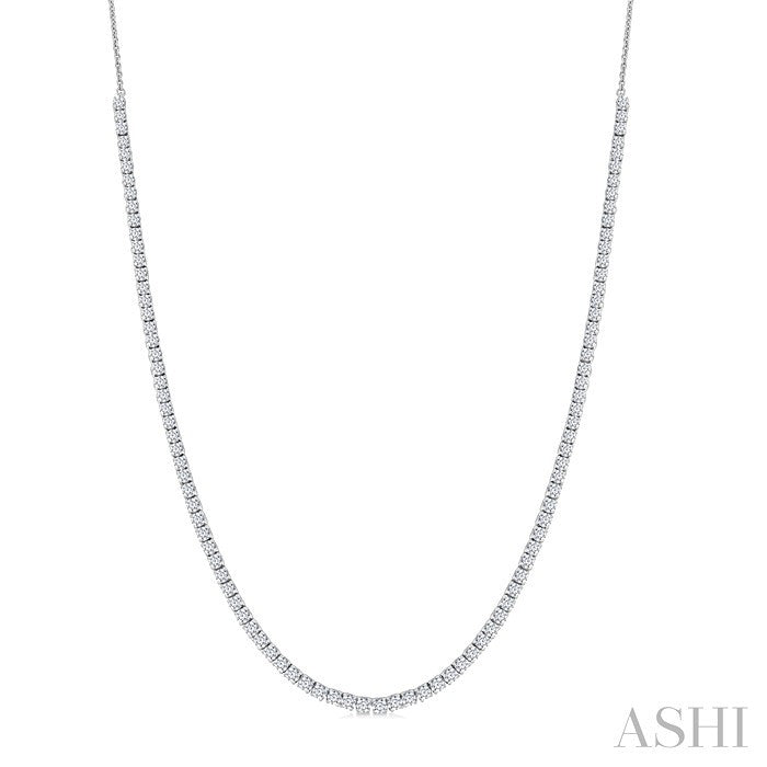 3 Ctw Round Cut Diamond Halfway Tennis Necklace in 14K White Gold