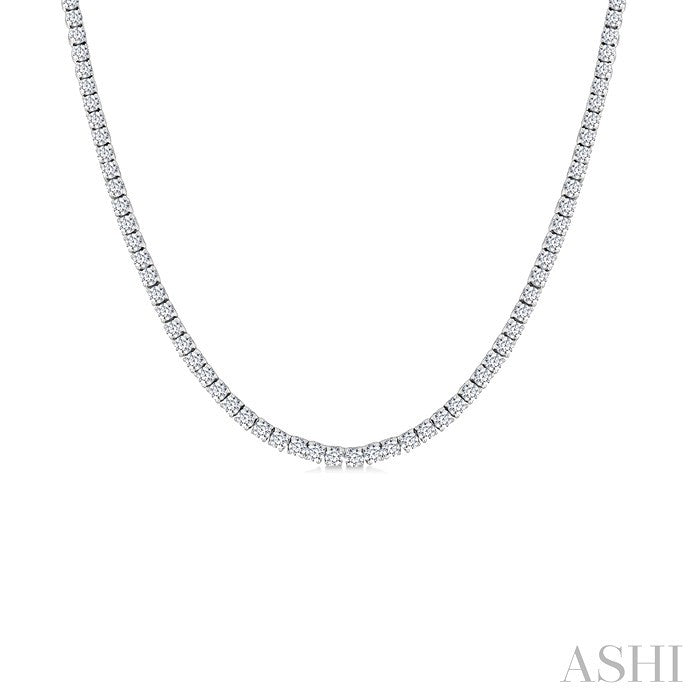 3 Ctw Round Cut Diamond Halfway Tennis Necklace in 14K White Gold