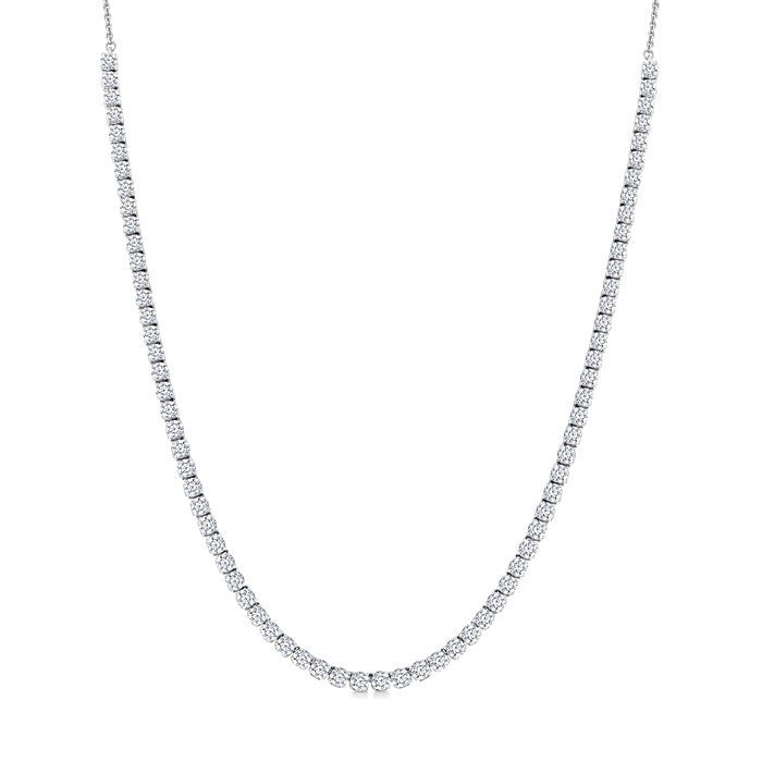 5 Ctw Round Cut Diamond Halfway Tennis Necklace in 14K White Gold