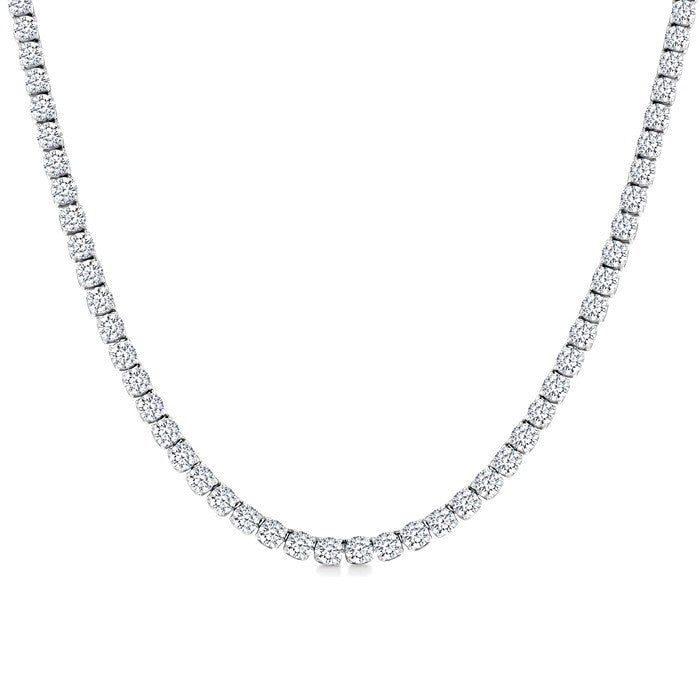 5 Ctw Round Cut Diamond Halfway Tennis Necklace in 14K White Gold