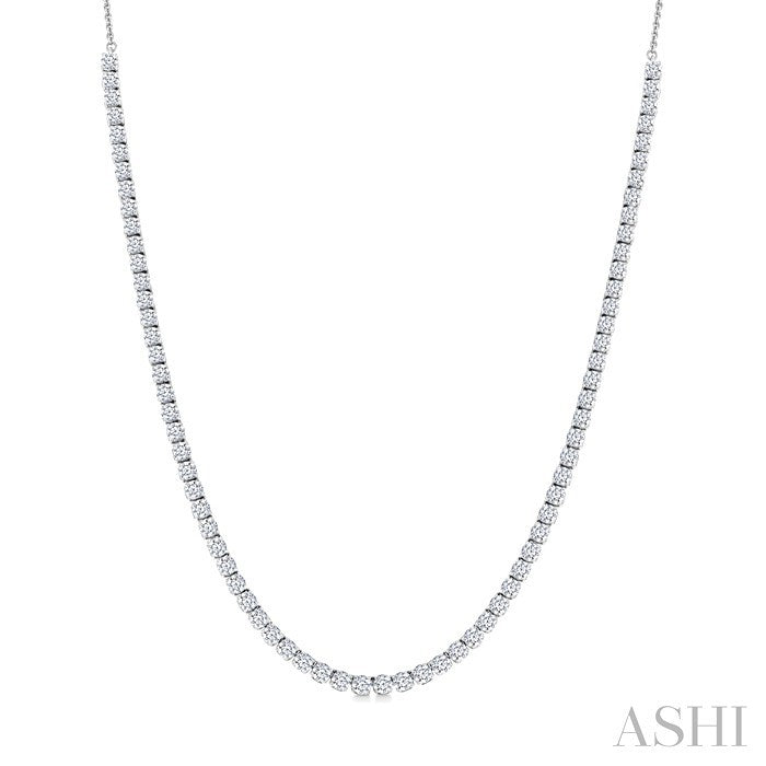 5 Ctw Round Cut Diamond Halfway Tennis Necklace in 14K White Gold