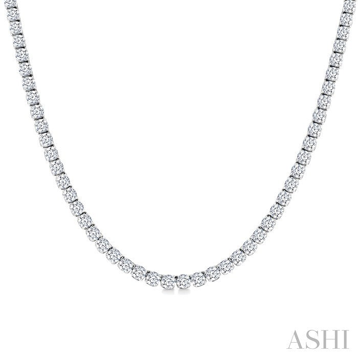 5 Ctw Round Cut Diamond Halfway Tennis Necklace in 14K White Gold