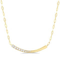 1/10 Ctw Smile Face Bar Round Cut Diamond Paperclip Necklace in 14K Yellow Gold