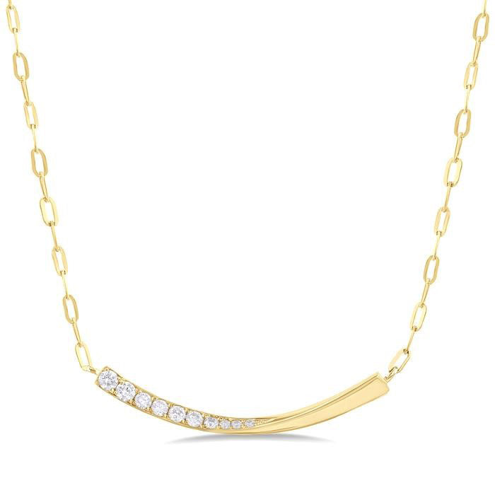 Paperclip Bar Diamond Smile Necklace