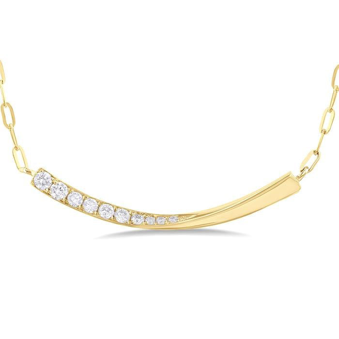 Paperclip Bar Diamond Smile Necklace