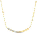 1/10 Ctw Smile Face Bar Round Cut Diamond Paperclip Necklace in 10K Yellow Gold
