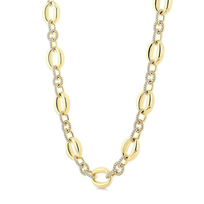 Open Link Bold Gold Diamond Fashion Necklace