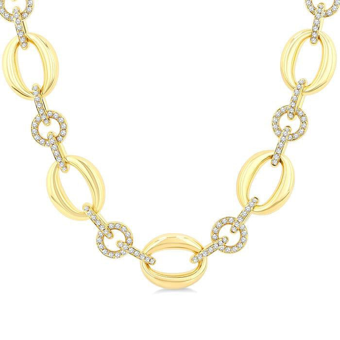 Open Link Bold Gold Diamond Fashion Necklace