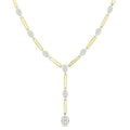 1 3/4 Ctw Shine Bright Oval Shape Round Cut Diamond Paperclip Fashion Necklace in 14K Yellow and White Gold