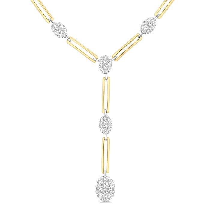 Oval Shape Paperclip Shine Bright Diamond Fashion Necklace