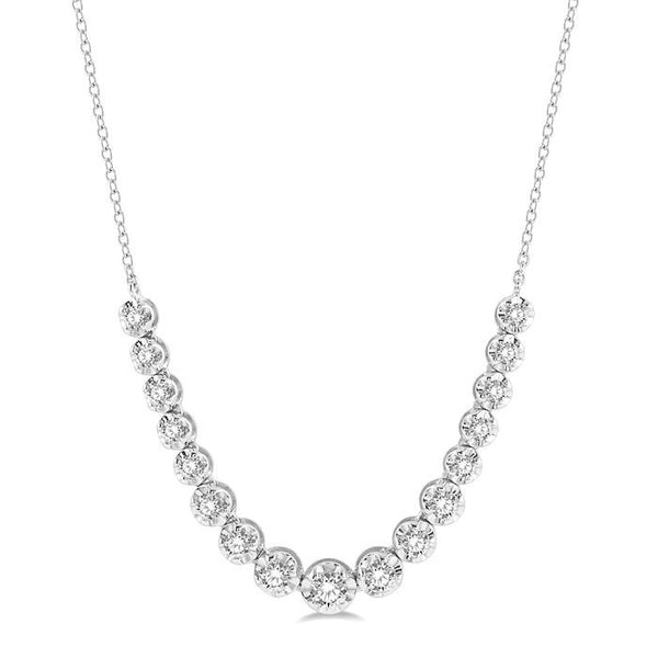 1 Ctw Round Cut Diamond Illusion Necklace in 14K White Gold