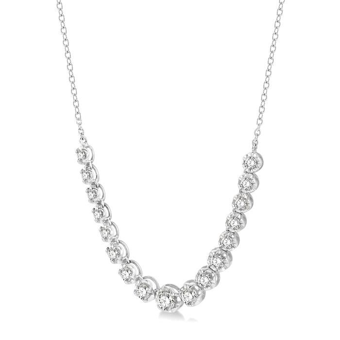 1 Ctw Round Cut Diamond Illusion Necklace in 14K White Gold