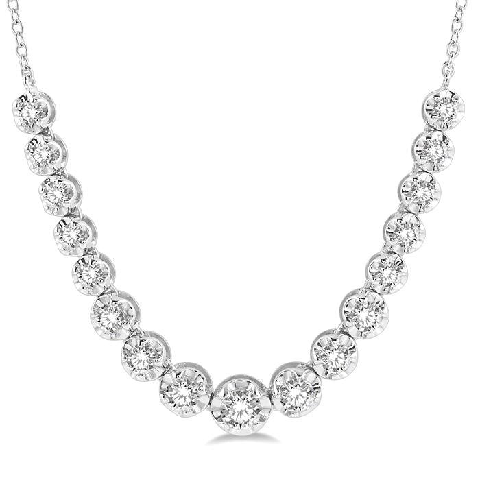 1 Ctw Round Cut Diamond Illusion Necklace in 14K White Gold