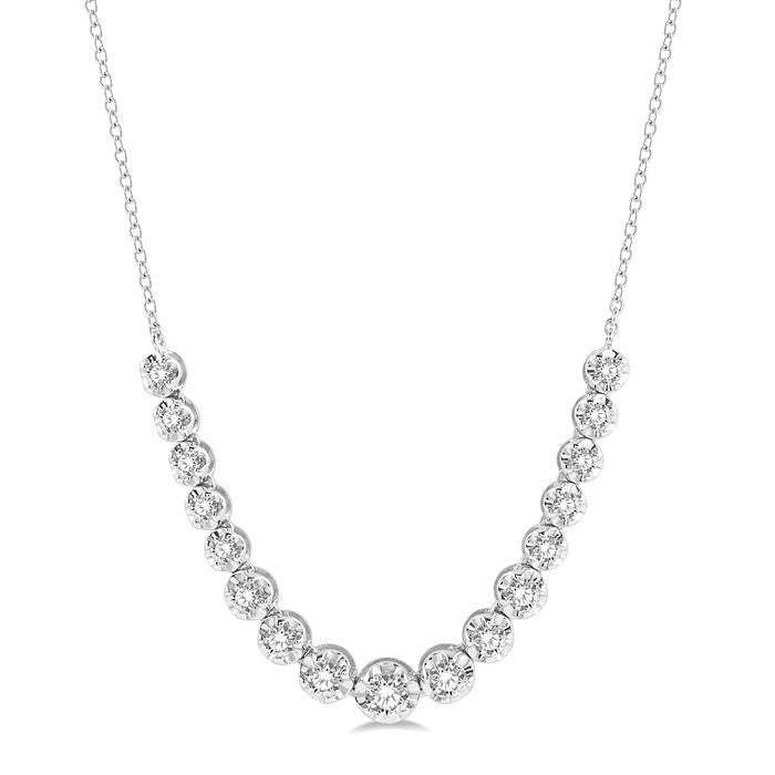 1 Ctw Round Cut Diamond Illusion Necklace in 14K White Gold
