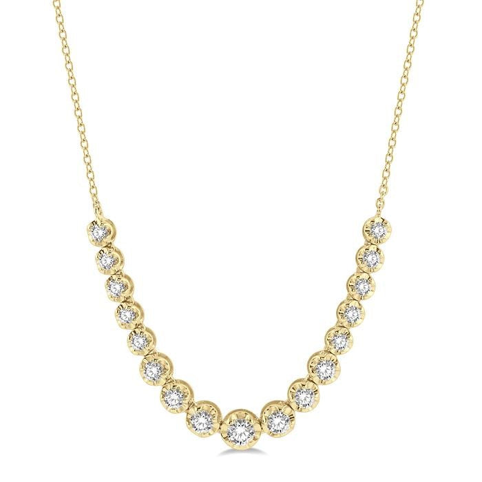 1 Ctw Round Cut Diamond Illusion Necklace in 14K Yellow Gold