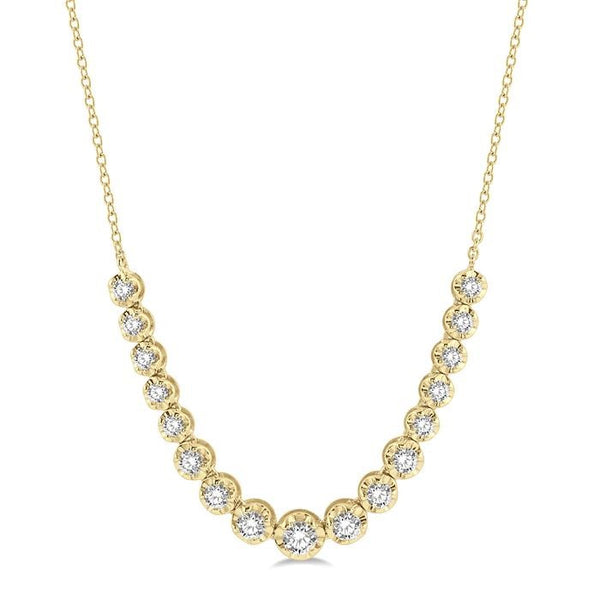 1 Ctw Round Cut Diamond Illusion Necklace in 14K Yellow Gold
