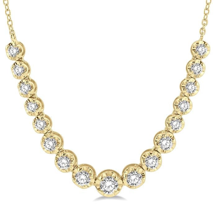 1 Ctw Round Cut Diamond Illusion Necklace in 14K Yellow Gold