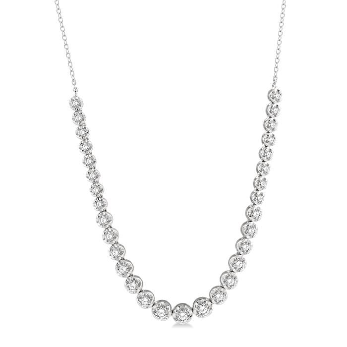 2 Ctw Round Cut Diamond Illusion Necklace in 14K White Gold